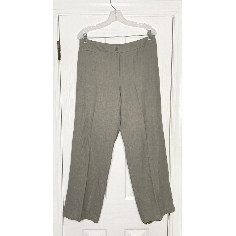 Eileen Fisher Petite Women's 3‎ Pocket Dress Pants Grey/Beige PM Linen Blend